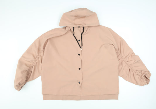 Boohoo Women's Beige Hooded Short Parka Jacket Size M