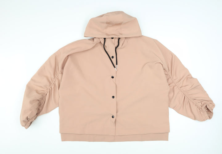 Boohoo Women's Beige Hooded Short Parka Jacket Size M