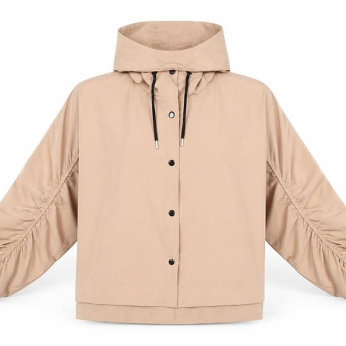 Boohoo Women's Beige Hooded Short Parka Jacket Size M