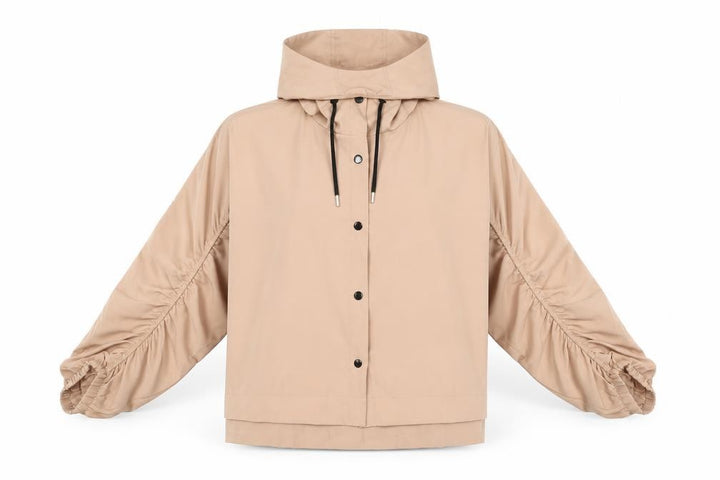 Boohoo Women's Beige Hooded Short Parka Jacket Size M