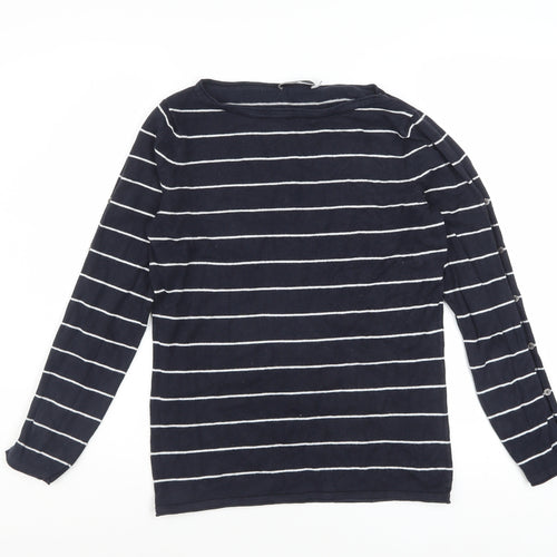 Mint Velvet Women’s Blue Striped Boat Neck Jumper Size 12