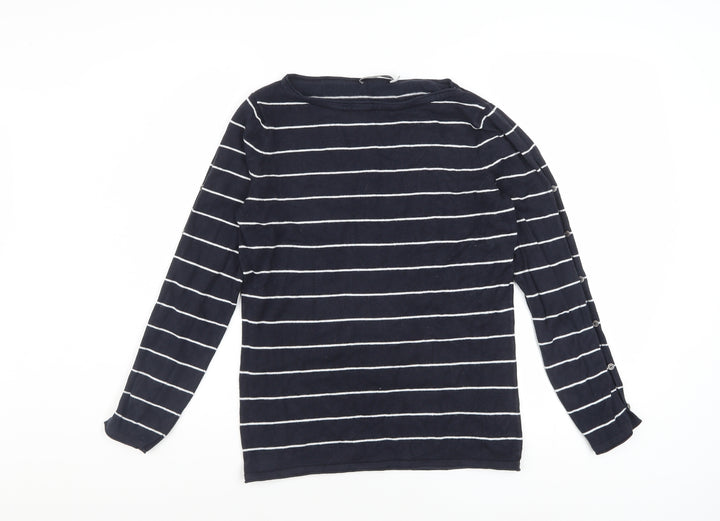Mint Velvet Women’s Blue Striped Boat Neck Jumper Size 12