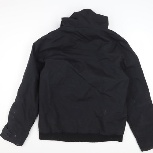 Firetrap Mens Black L Hooded Bomber Jacket Nylon Lined Winter