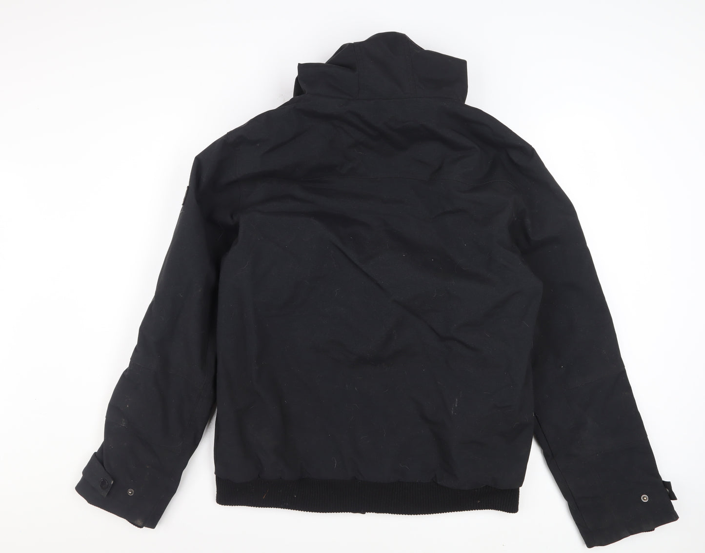 Firetrap Mens Black L Hooded Bomber Jacket Nylon Lined Winter