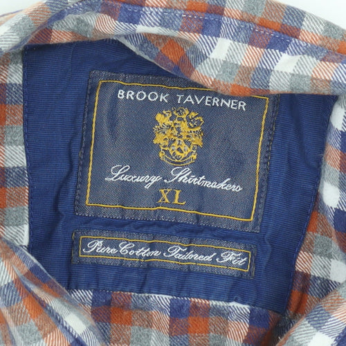 Brook Taverner Men's Multicoloured XL Checked Cotton Button-Up Shirt