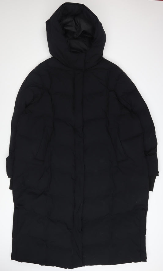 Marks and Spencer Women Black Long Puffer Coat Size 18 Hooded Winter Jacket