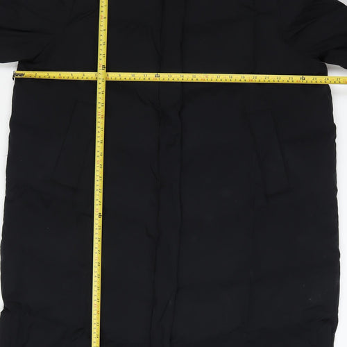 Marks and Spencer Women Black Long Puffer Coat Size 18 Hooded Winter Jacket