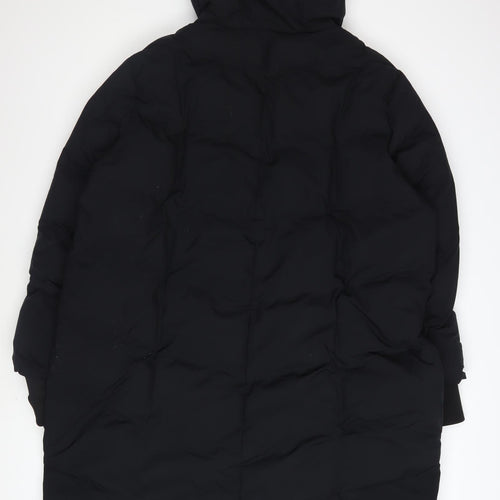 Marks and Spencer Women Black Long Puffer Coat Size 18 Hooded Winter Jacket
