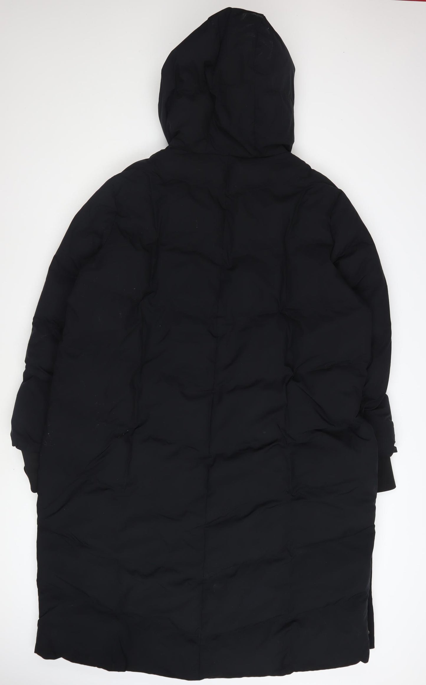 Marks and Spencer Women Black Long Puffer Coat Size 18 Hooded Winter Jacket