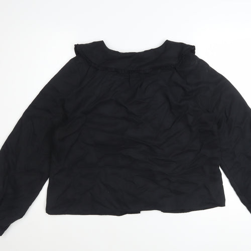Whistles Women's Black Lyocell Long Sleeve Button Blouse UK 12