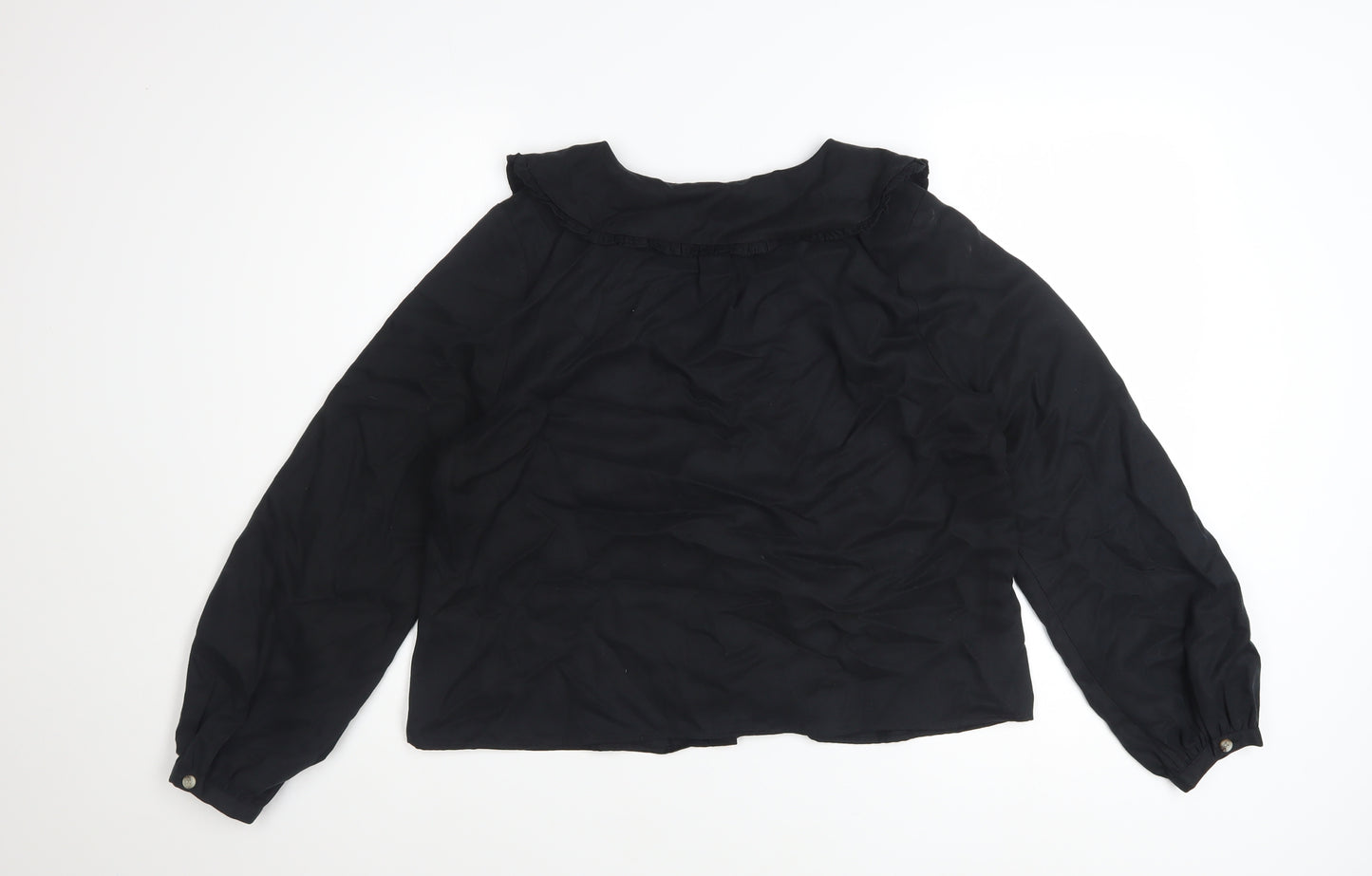 Whistles Women's Black Lyocell Long Sleeve Button Blouse UK 12