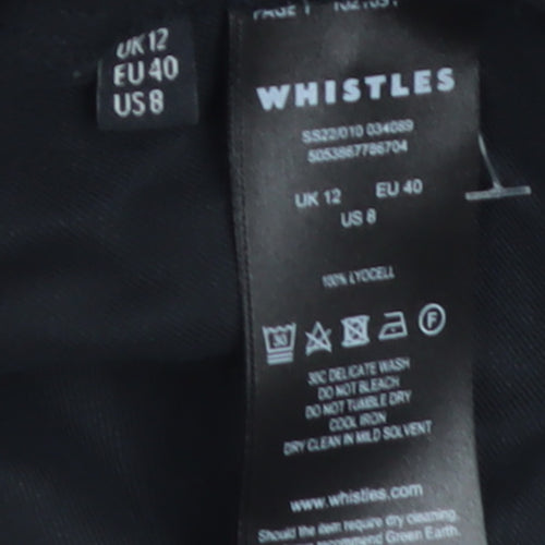 Whistles Women's Black Lyocell Long Sleeve Button Blouse UK 12