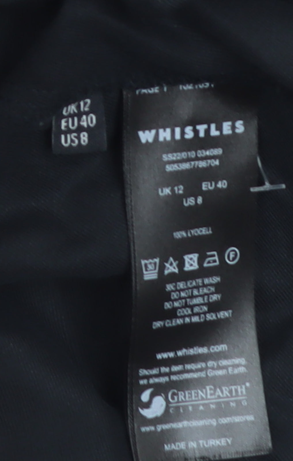 Whistles Women's Black Lyocell Long Sleeve Button Blouse UK 12