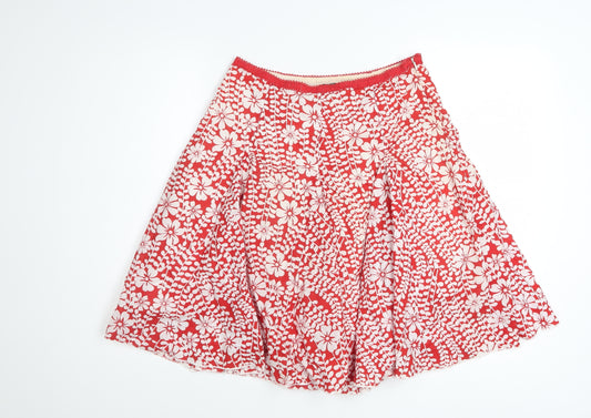 Jane Norman Women's Red Floral Cotton A-Line Skirt Size 8