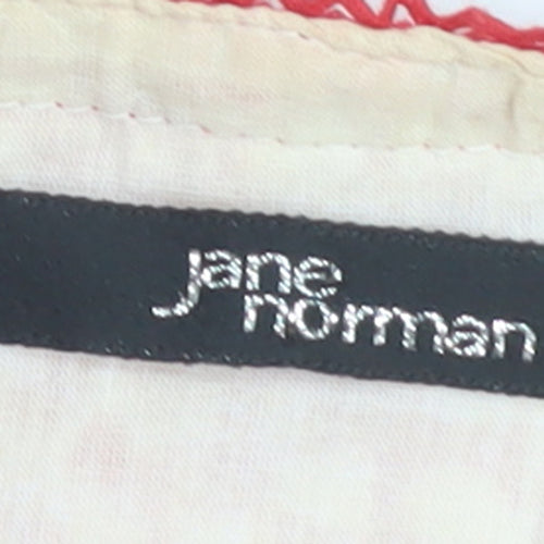 Jane Norman Women's Red Floral Cotton A-Line Skirt Size 8