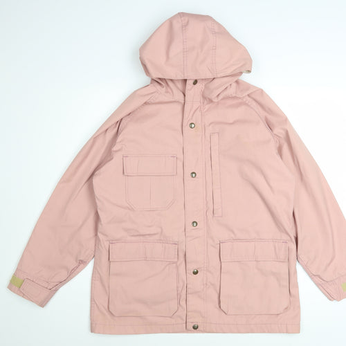 Woolrich Women Pink Hooded Parka Jacket M Water Resistant Cotton Blend