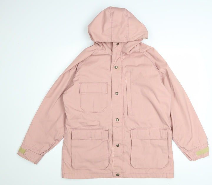 Woolrich Women Pink Hooded Parka Jacket M Water Resistant Cotton Blend