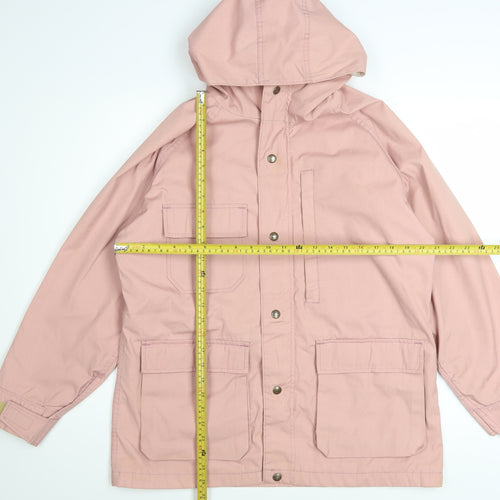 Woolrich Women Pink Hooded Parka Jacket M Water Resistant Cotton Blend