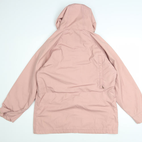 Woolrich Women Pink Hooded Parka Jacket M Water Resistant Cotton Blend