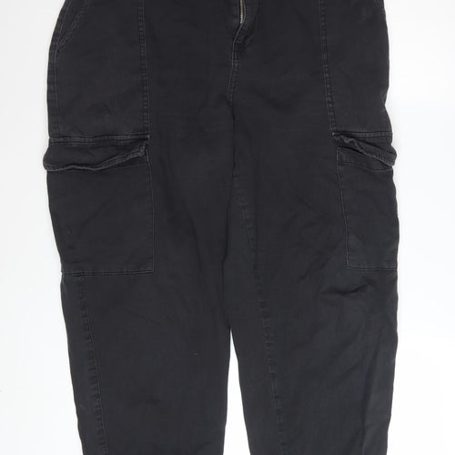 New Look Women's Black Cargo Trousers Size 16 Regular Cotton