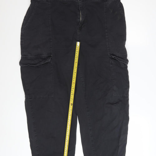 New Look Women's Black Cargo Trousers Size 16 Regular Cotton