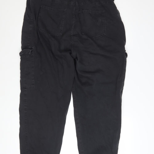 New Look Women's Black Cargo Trousers Size 16 Regular Cotton
