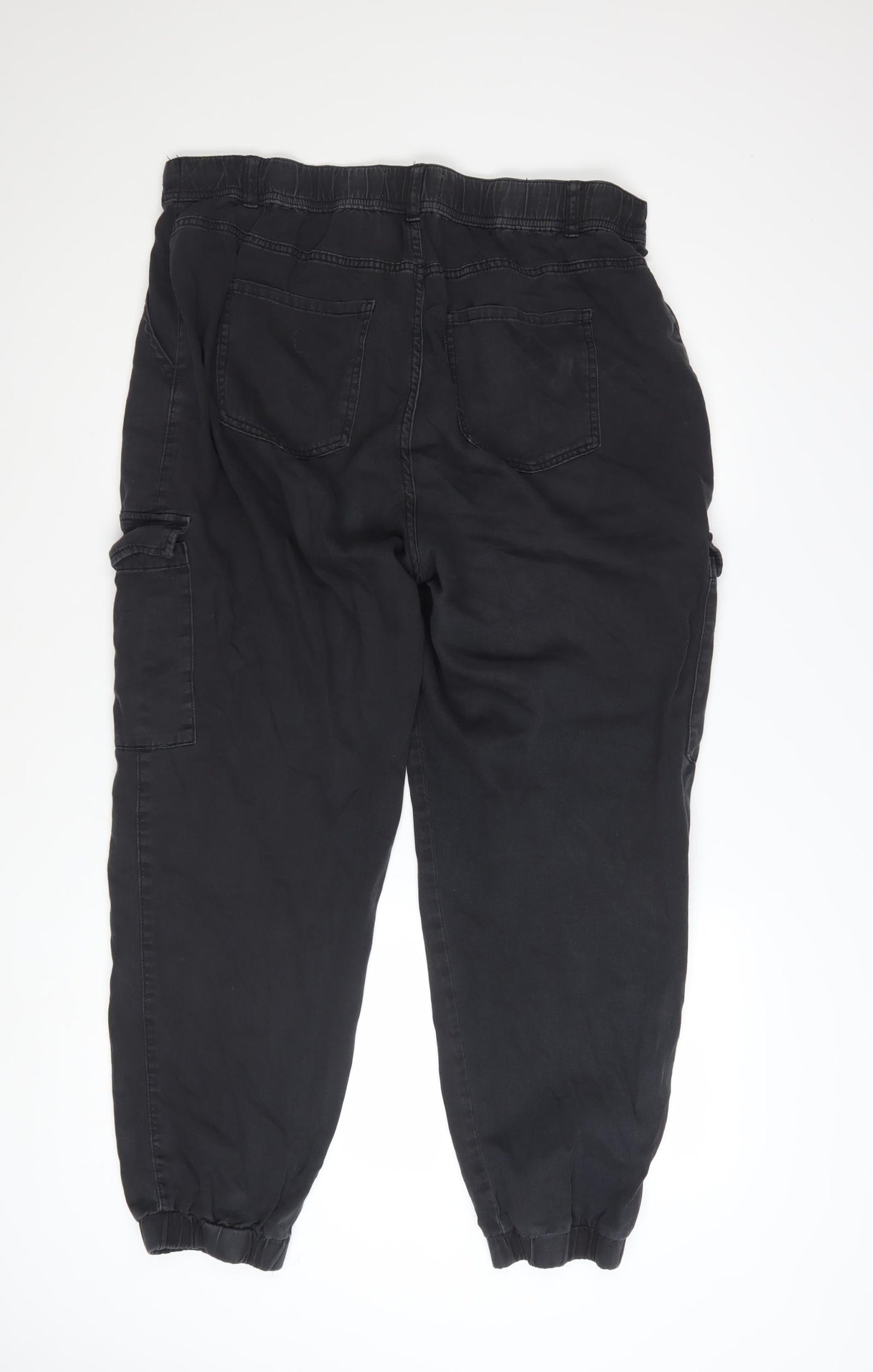New Look Women's Black Cargo Trousers Size 16 Regular Cotton