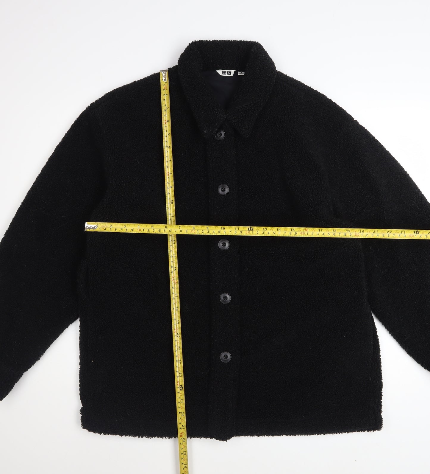 Uniqlo Women Black Fleece Button-Up Jacket Size M