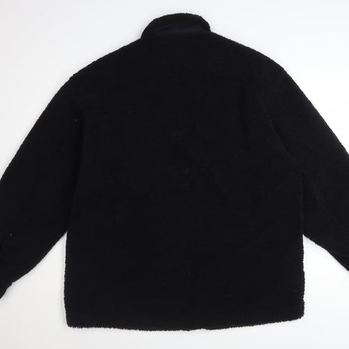 Uniqlo Women Black Fleece Button-Up Jacket Size M