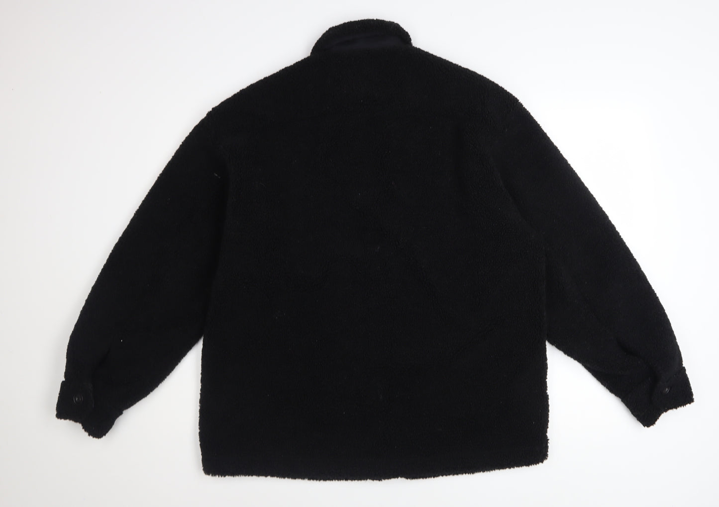 Uniqlo Women Black Fleece Button-Up Jacket Size M