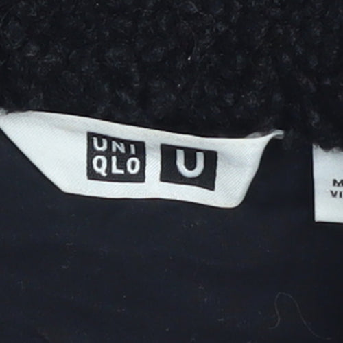 Uniqlo Women Black Fleece Button-Up Jacket Size M