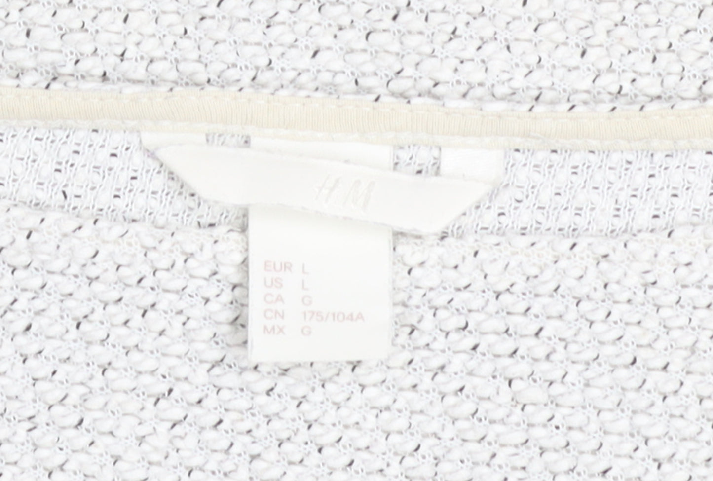 H&M Women White L Knit Jumper Long Sleeve Cotton Blend