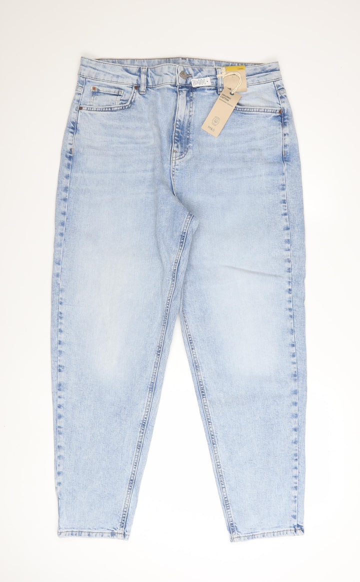 Marks and Spencer Women Blue Size 16 High Rise Mom Jeans