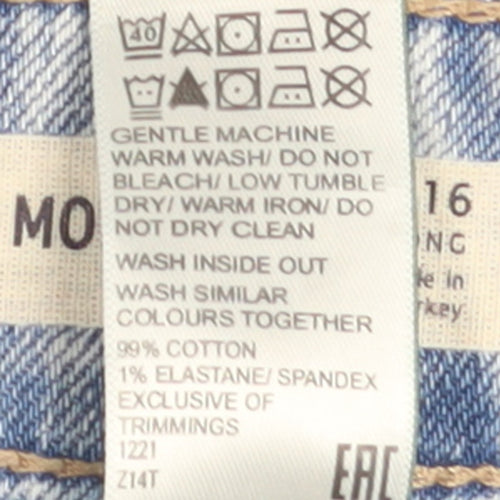 Marks and Spencer Women Blue Size 16 High Rise Mom Jeans