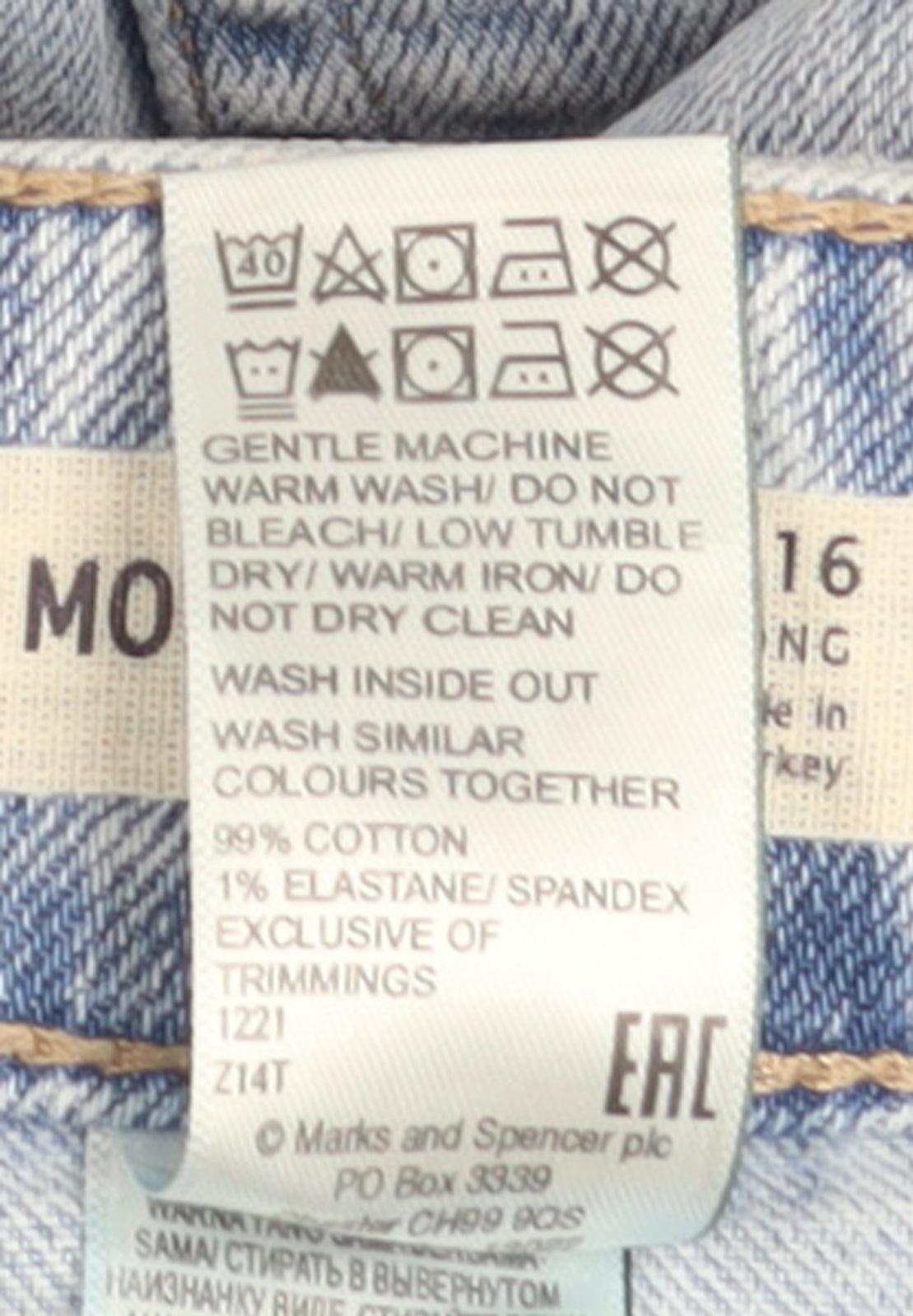 Marks and Spencer Women Blue Size 16 High Rise Mom Jeans