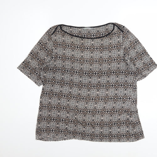 Marks and Spencer Women Brown Geometric Petite Blouse UK 16