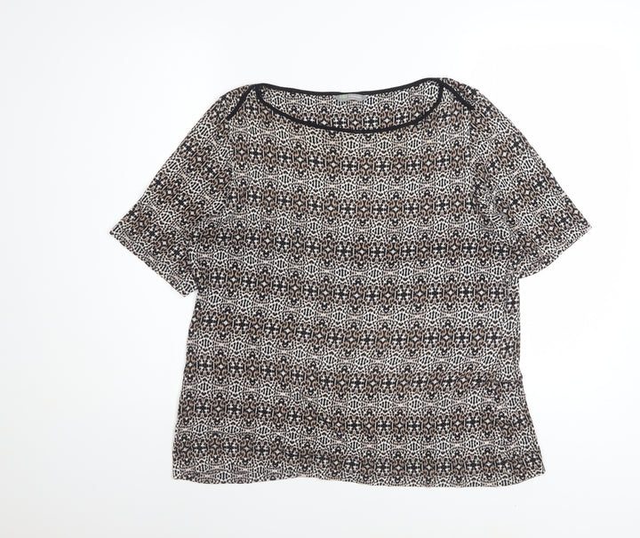 Marks and Spencer Women Brown Geometric Petite Blouse UK 16