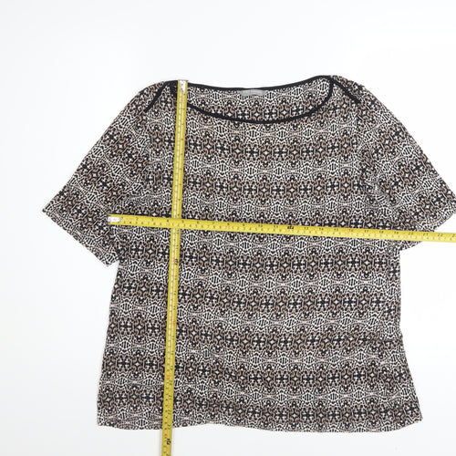 Marks and Spencer Women Brown Geometric Petite Blouse UK 16