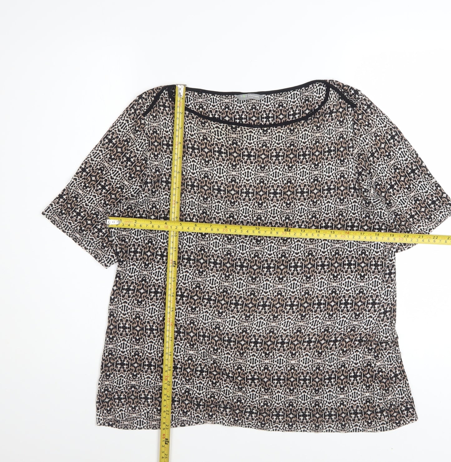 Marks and Spencer Women Brown Geometric Petite Blouse UK 16