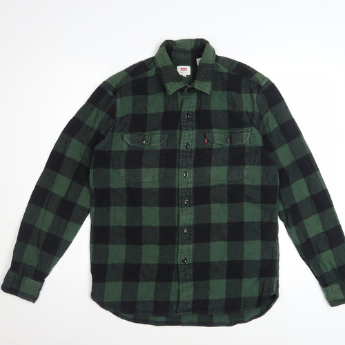 Levi's Men's Green Black Check Flannel Button-Up Shirt M