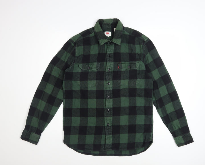 Levi's Men's Green Black Check Flannel Button-Up Shirt M