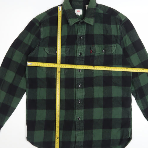Levi's Men's Green Black Check Flannel Button-Up Shirt M