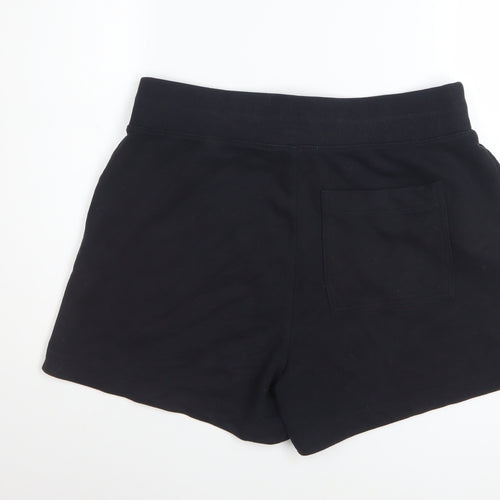 Marks and Spencer Women Black Size 14 Sweat Shorts Drawstring Cotton Blend