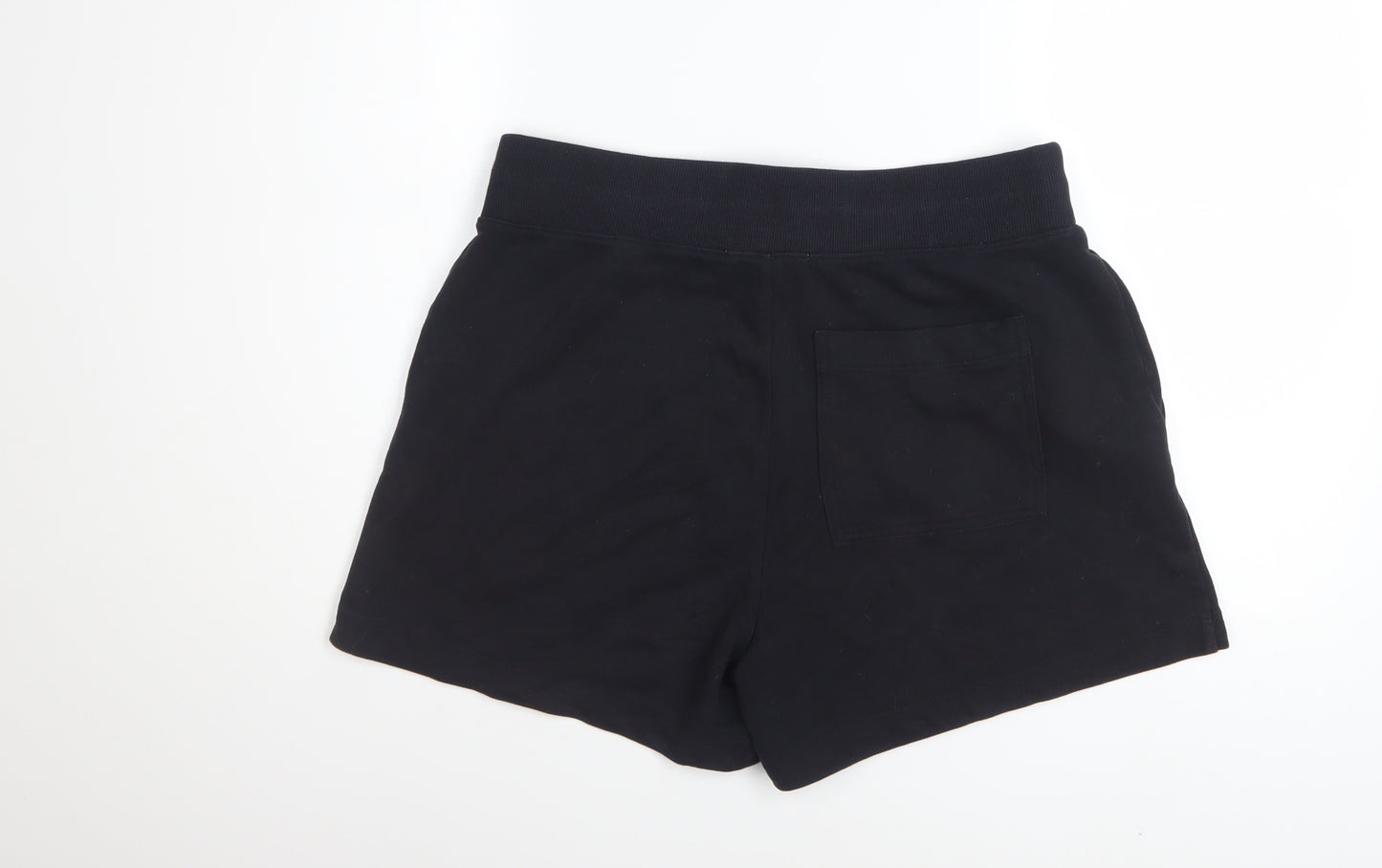 Marks and Spencer Women Black Size 14 Sweat Shorts Drawstring Cotton Blend
