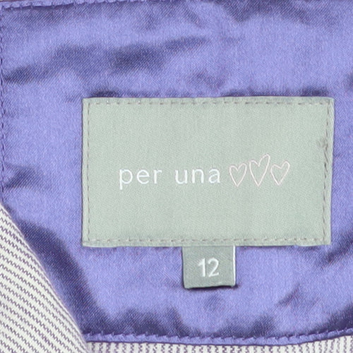 Marks and Spencer Per Una Women Purple Striped Blazer Size 12 Cotton Linen