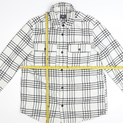 H&M Men's Black & White Checked Long Sleeve Button-Up Shirt Size M