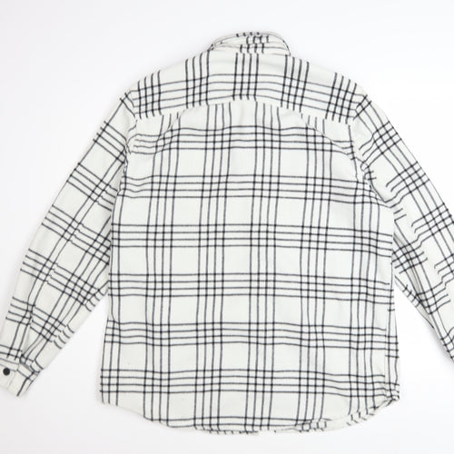 H&M Men's Black & White Checked Long Sleeve Button-Up Shirt Size M
