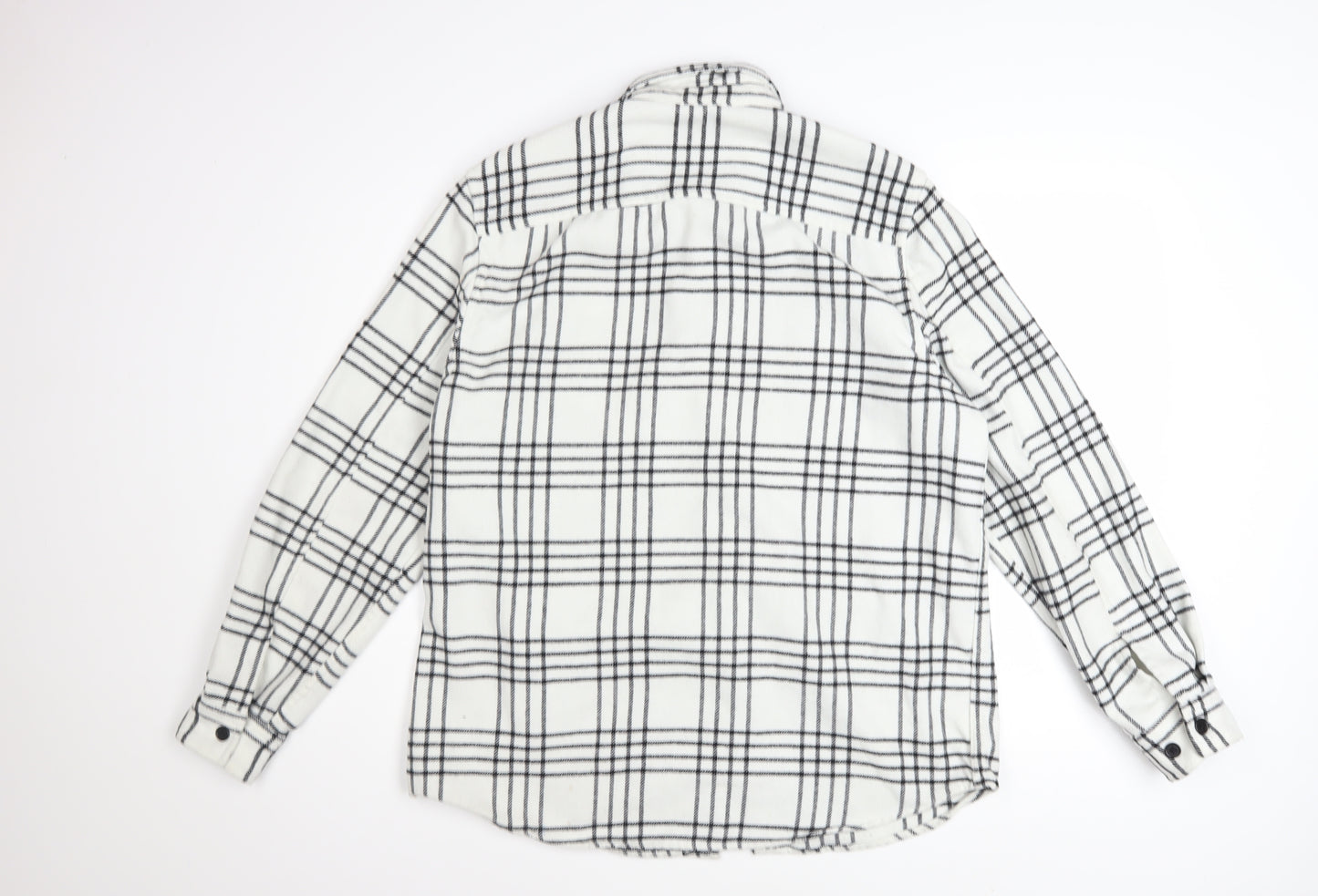 H&M Men's Black & White Checked Long Sleeve Button-Up Shirt Size M