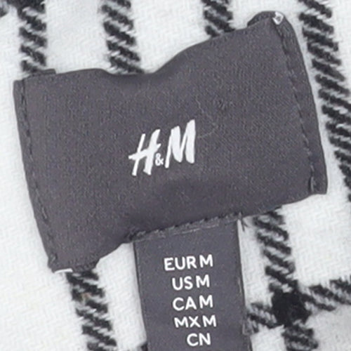 H&M Men's Black & White Checked Long Sleeve Button-Up Shirt Size M