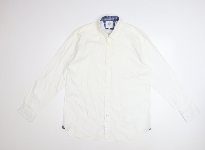T.M. Lewin Thomas Mayes Men's White Cotton Long Sleeve Dress Shirt L